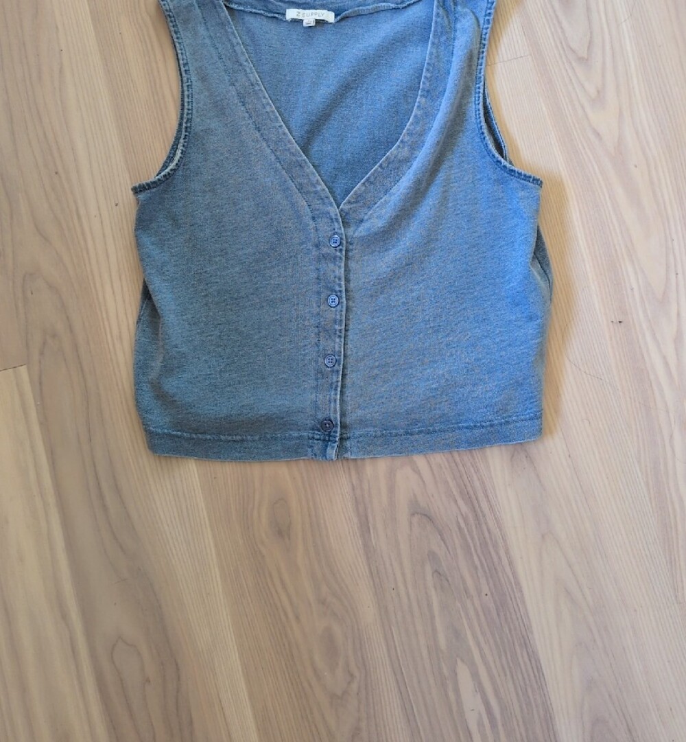 Z Supply Light Blue V-Neck Button Tank - Picture 2 of 3